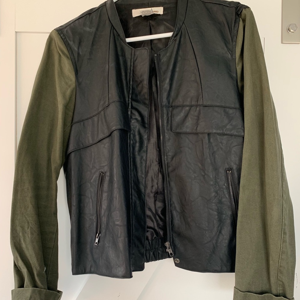 Army and leather jacket